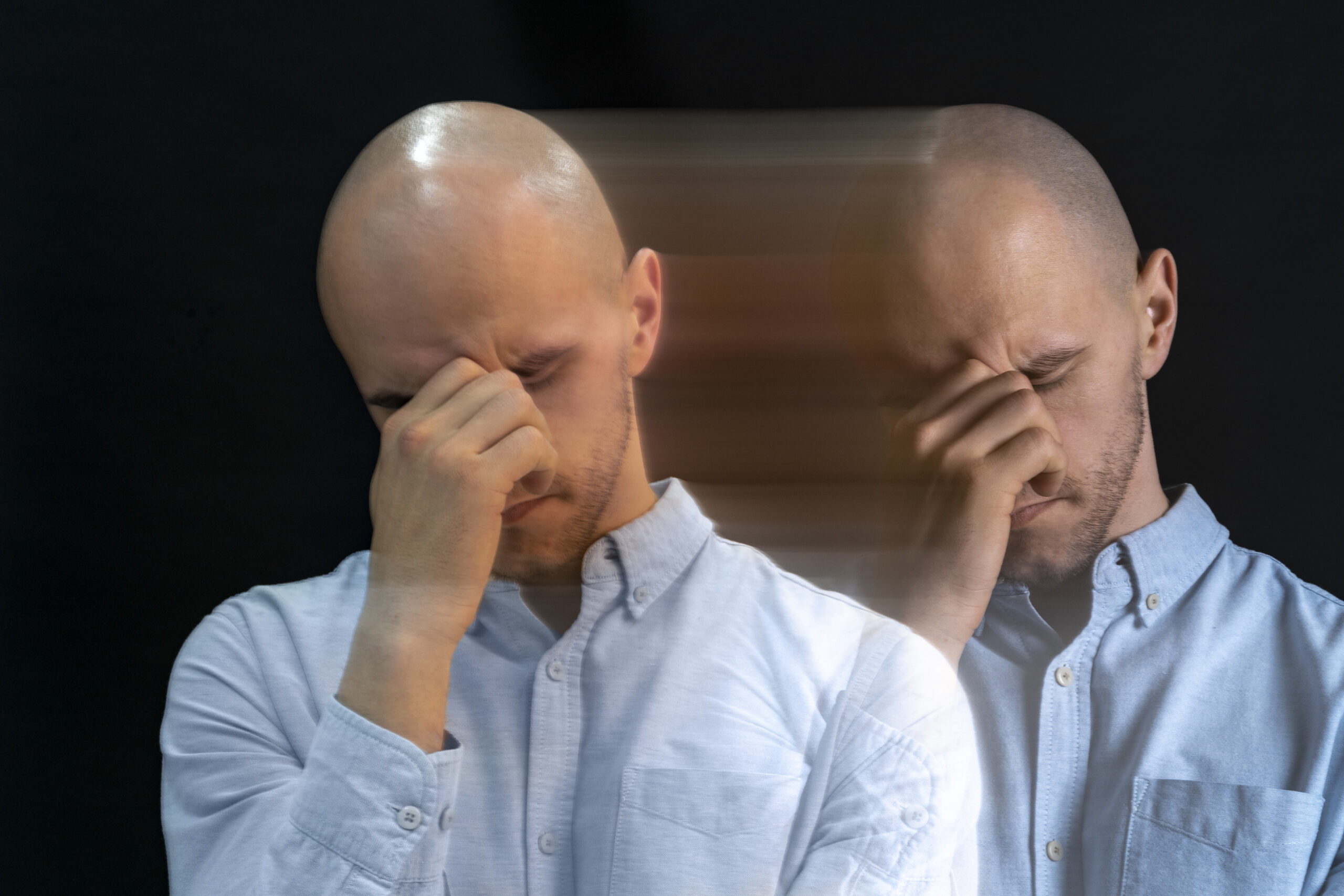 portrait man suffering from bipolar